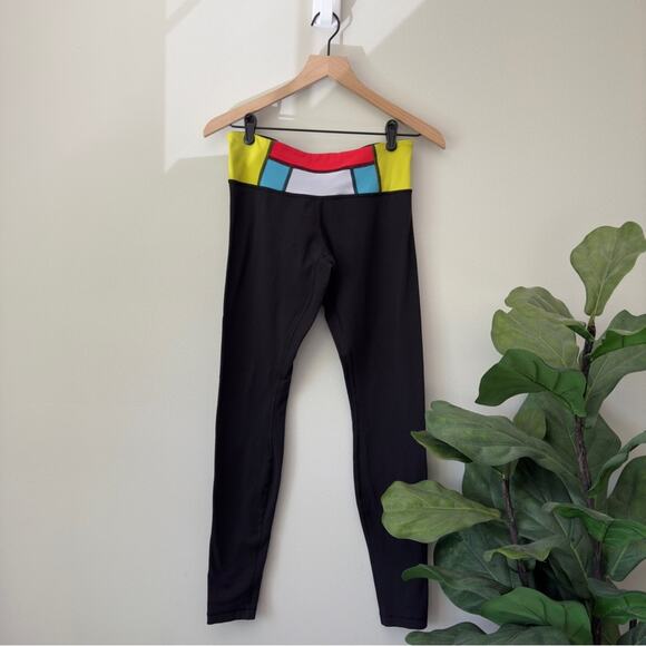 Lululemon Reversible Full Length Leggings Pants Color block Waist Logo Stretch - Picture 1 of 8